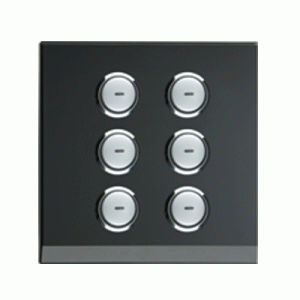 6‑gang push‑button module, Black glass
